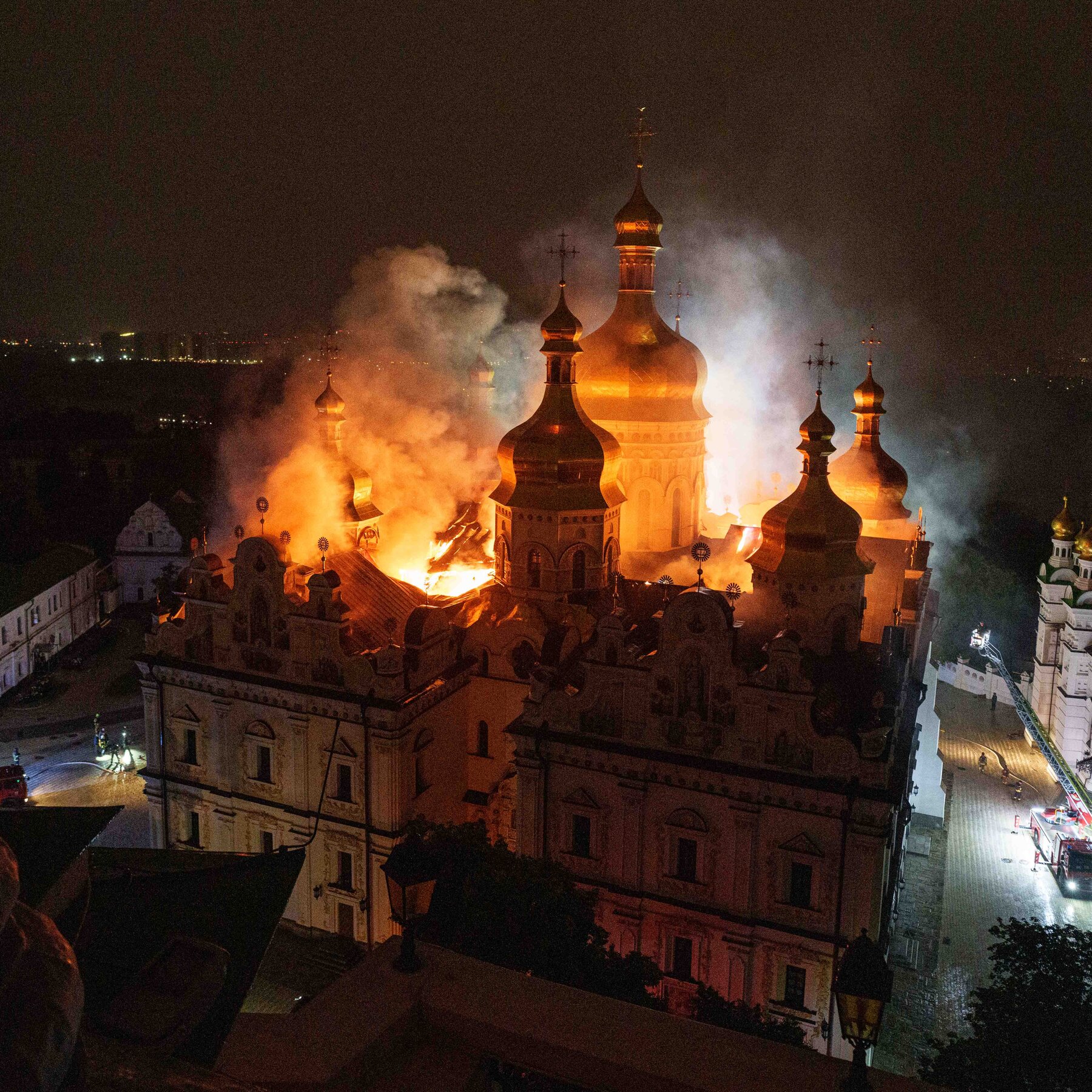 Historic Kyiv Orthodox Cathedral Catches Fire in Russian Attack