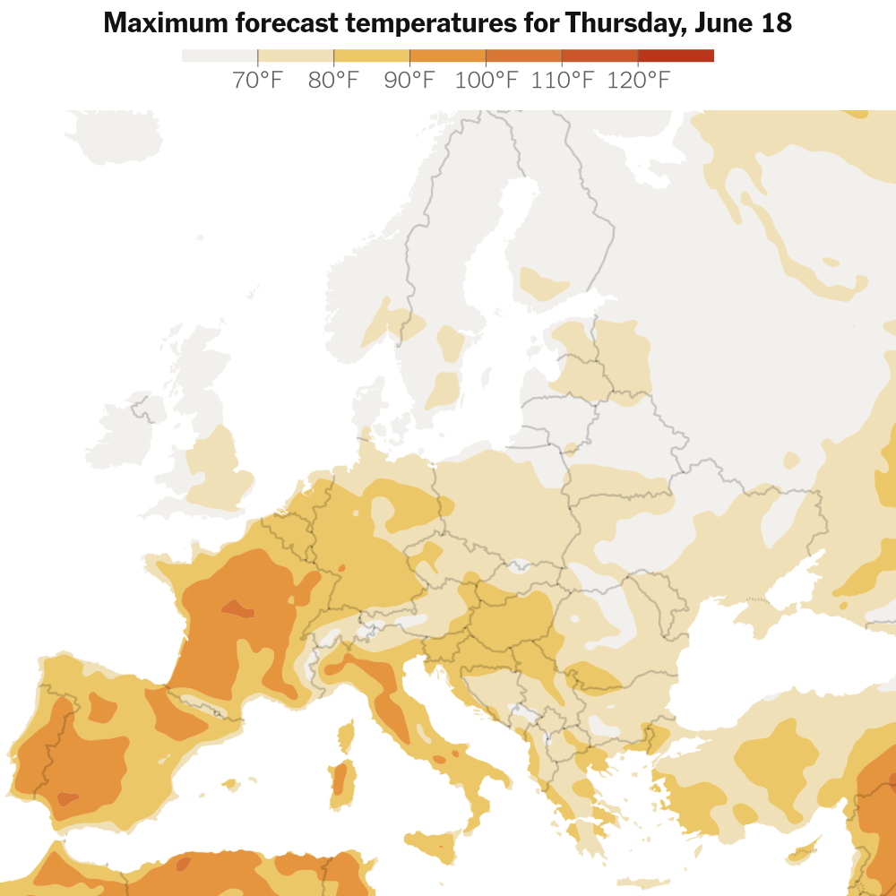 Western Europe Faces Unusually High Temperatures Through Early Next Week